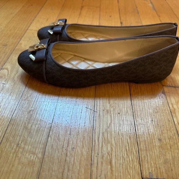 Michael Kors Dark Brown Flats with Gold Accents - Picture 3 of 6